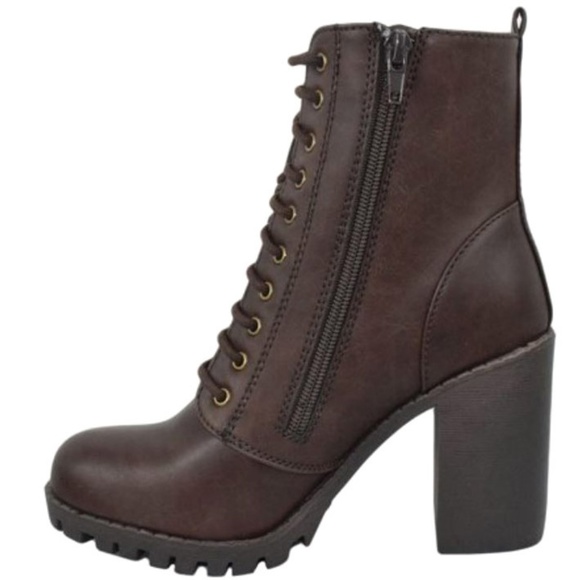 Brown Combat Lace Up Boot - Cute for outdoor wedding! - Picture 3 of 5